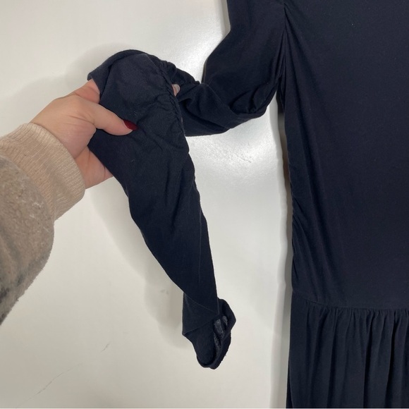 Arket Sweden Long Sleeve Cotton‎ Midi Dress Black Medium - Picture 5 of 8